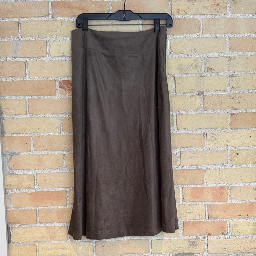 Sigrid Olsen Chocolate Brown Faux Suede Maxi Skirt